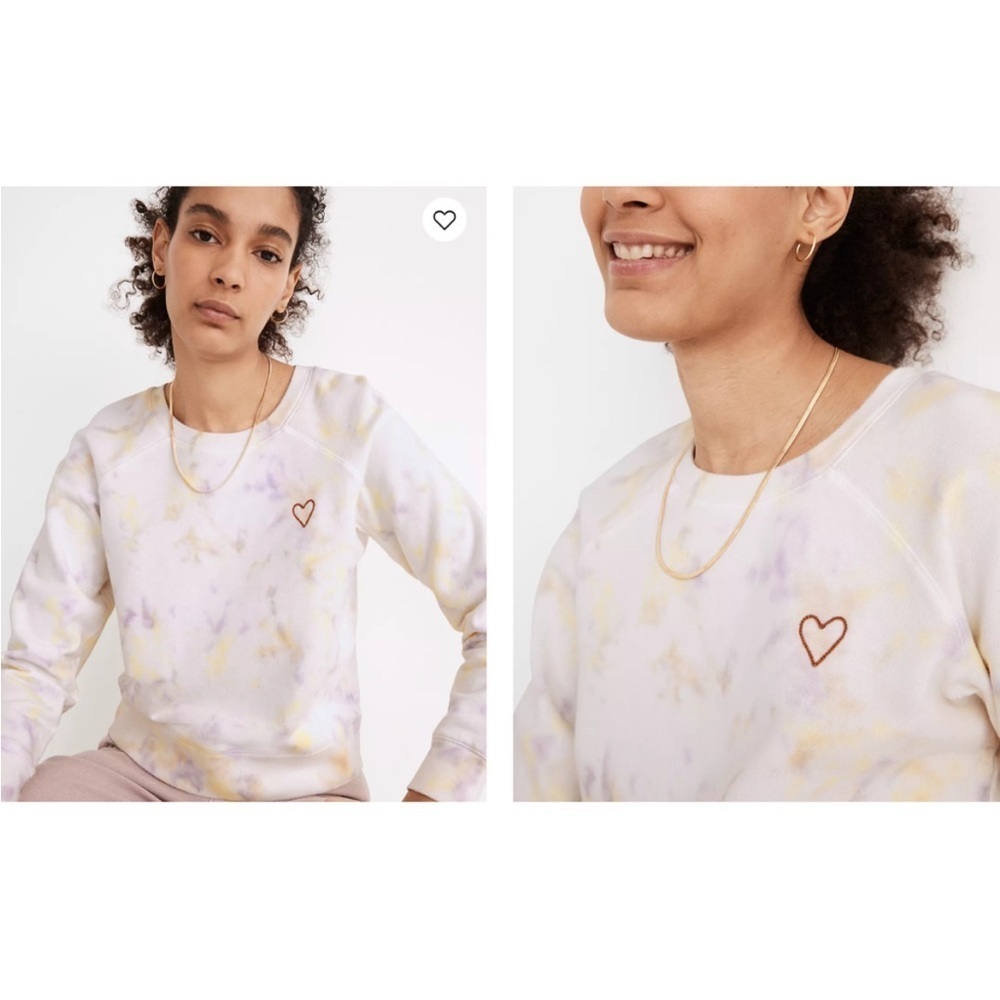 Madewell Heart Embroidered Tie-Dye (Re)sourced Cotton Crew Sweatshirt size S